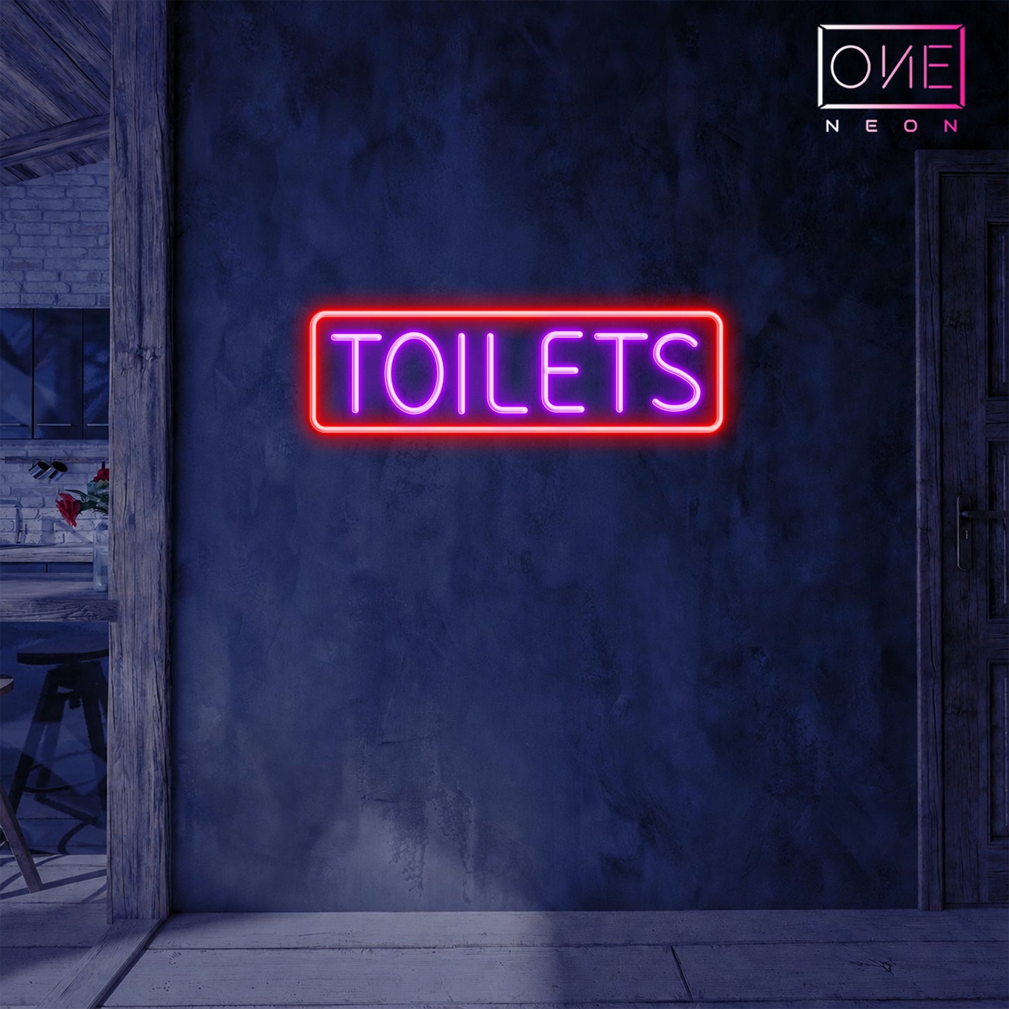 Enseigne néon LED Toilettes