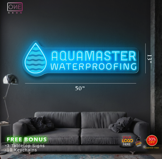 AQUAMASTER WATERPROOFING | LED Neon Sign + UV Background Add-on