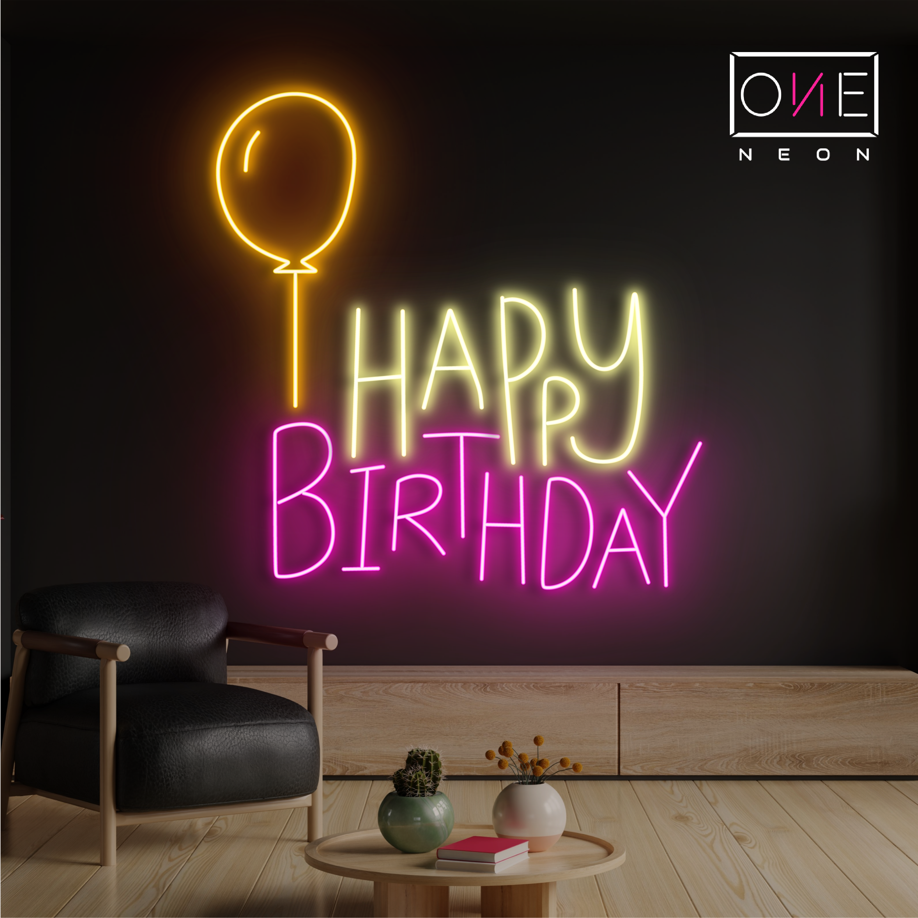 Balloon Happy Birthday Led Neon Sign