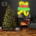 Merry Christmas Ribbon Artwork Led Neon Sign