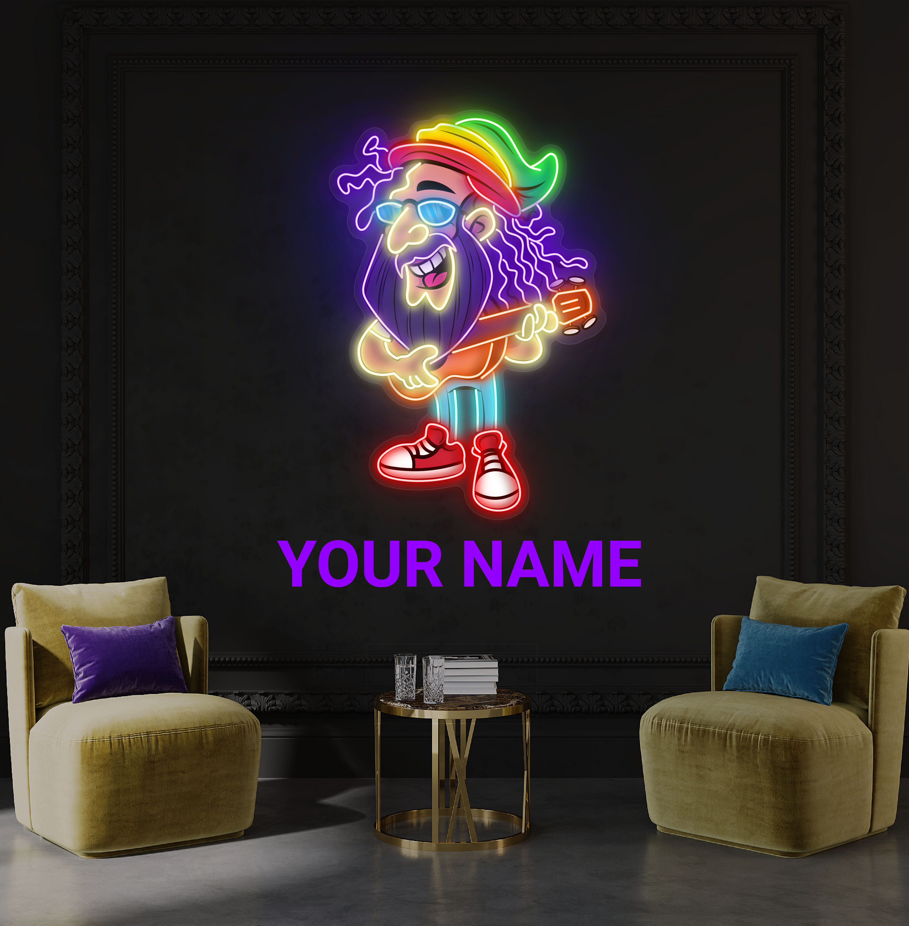 Reggae Guitar Jam Artwork Led Neon Sign