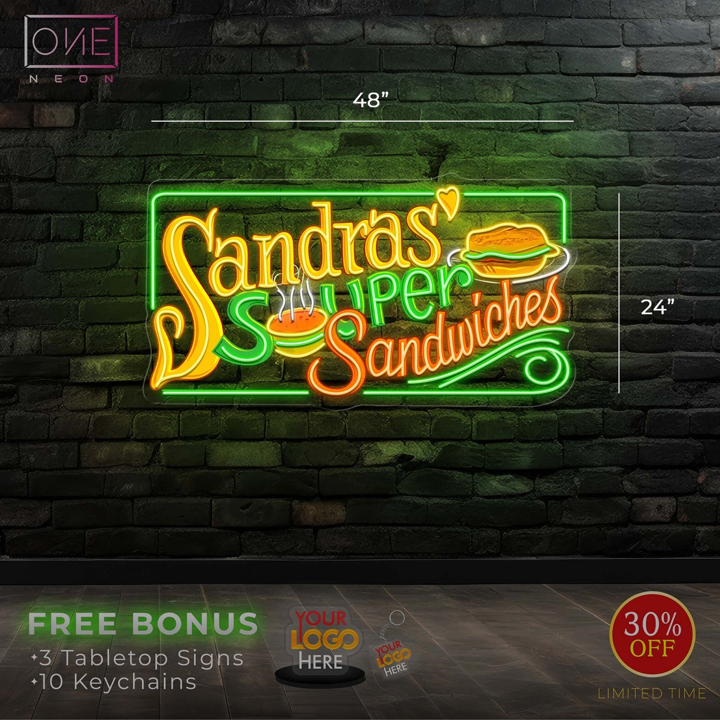 SANDRAS SUPER SANDWICHES | LED Neon Sign (2 signs)