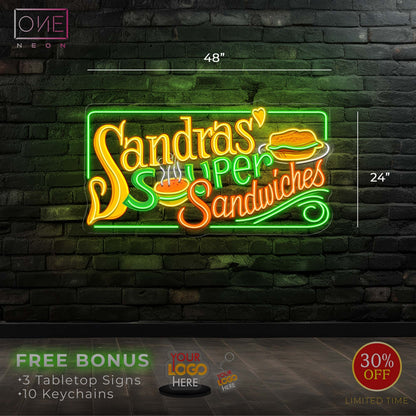 SANDRAS SUPER SANDWICHES | LED Neon Sign (2 signs)