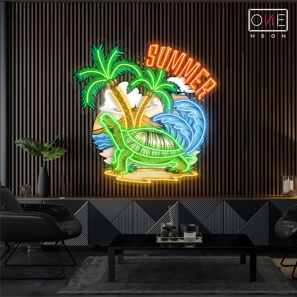 Tropical Turtle Summer Artwork Led Neon Sign