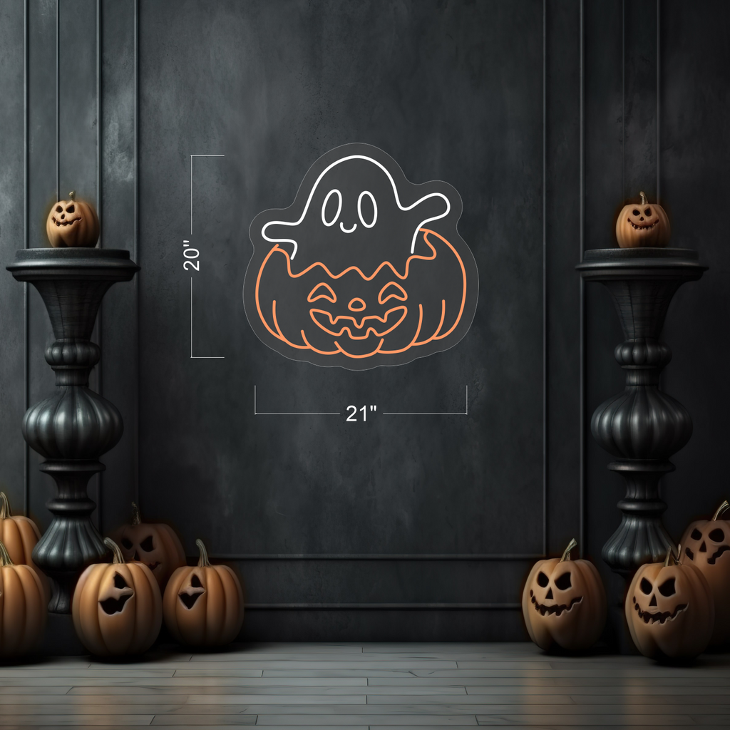 Ghost in Pumpkin LED Neon Sign