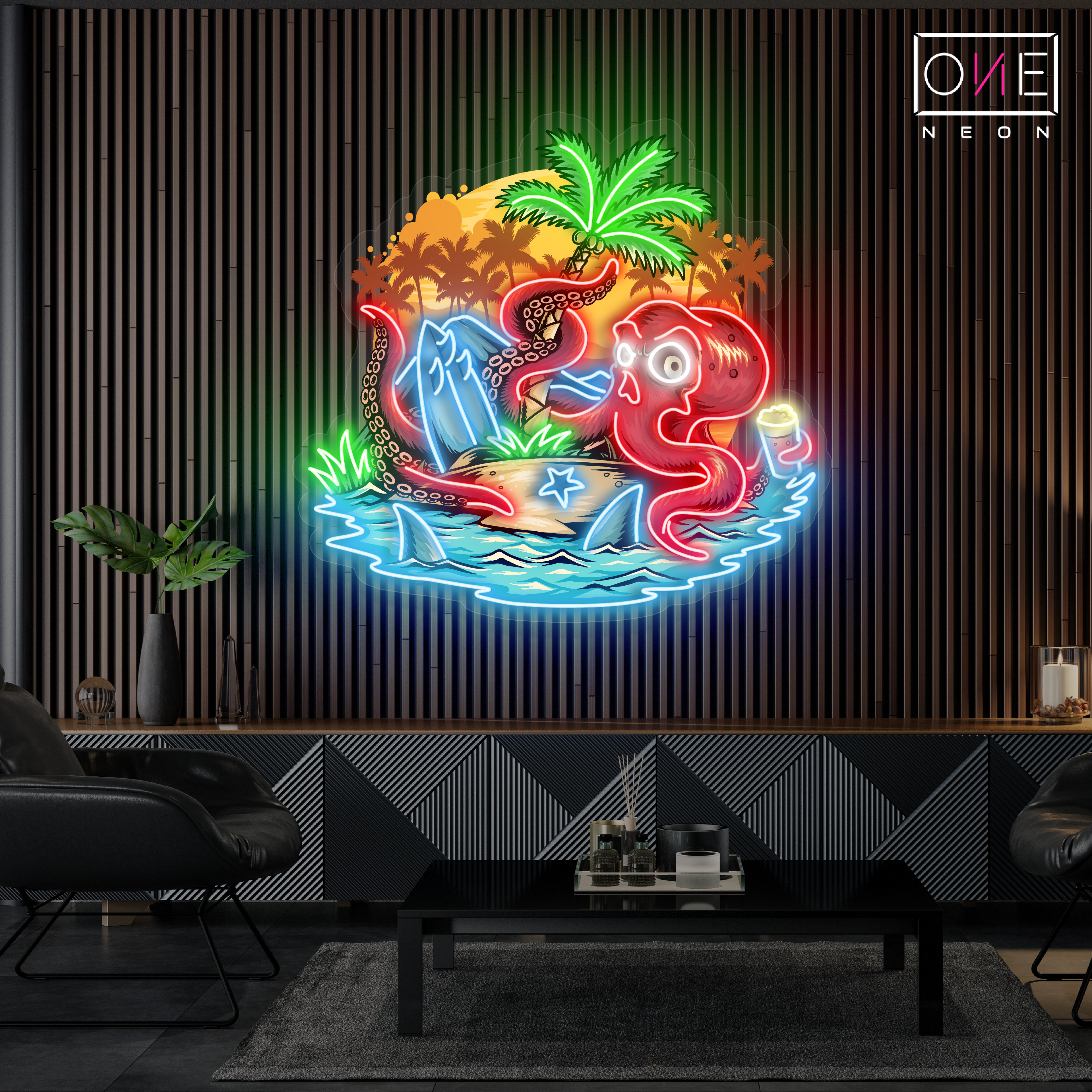 Octopus Island Artwork Led Neon Sign