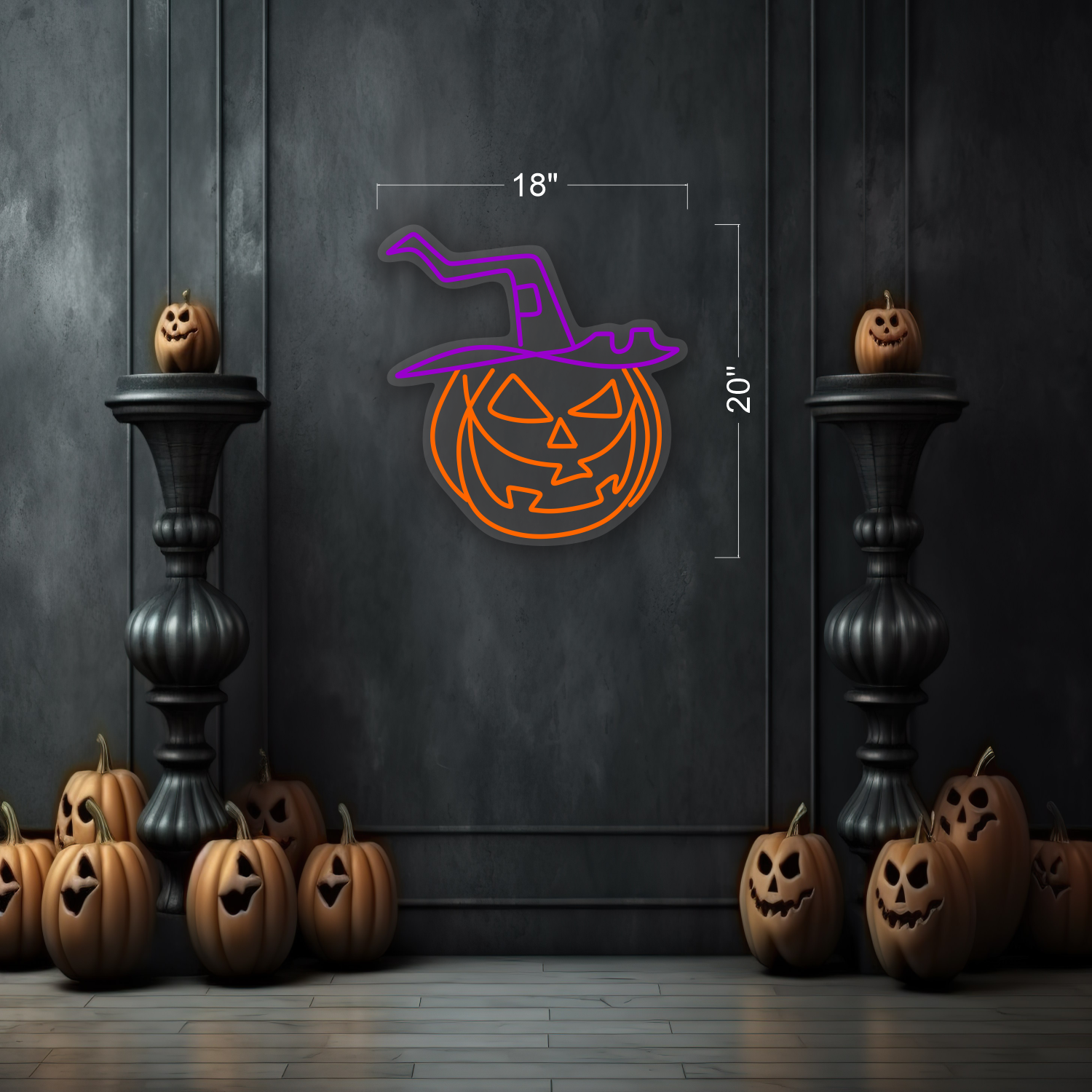 Pumpkin Witch Hat LED Neon Sign