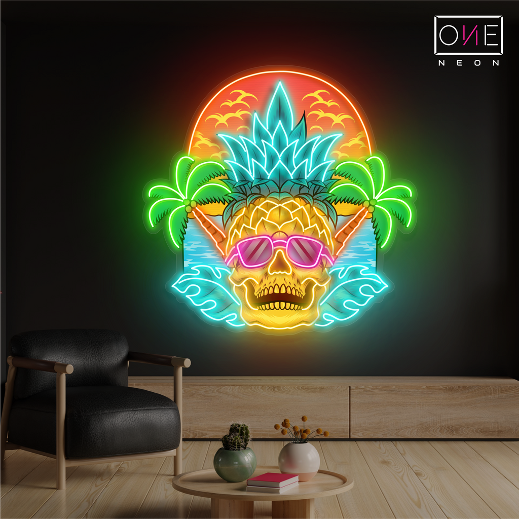 Tropical Skull Sunset Artwork Led Neon Sign