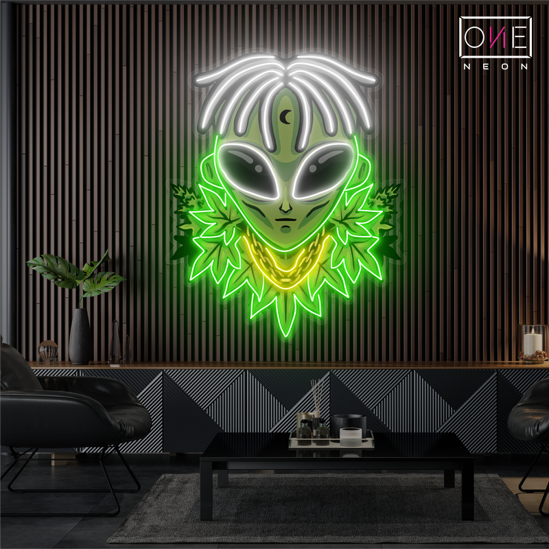 Enseigne néon LED Alien Leaf King Artwork