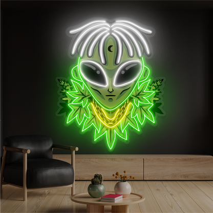 Enseigne néon LED Alien Leaf King Artwork