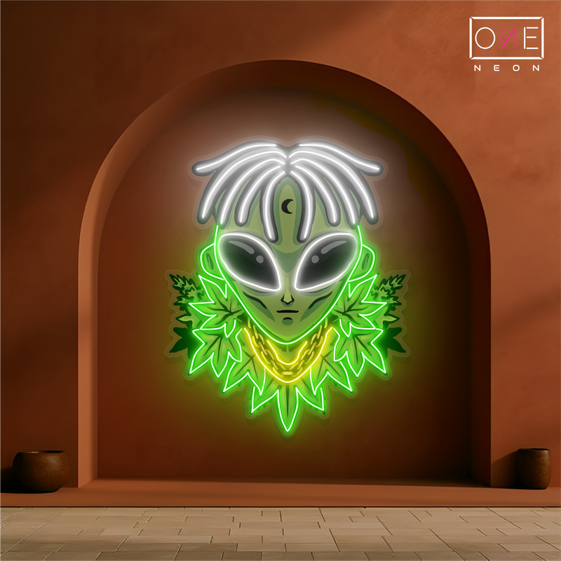Enseigne néon LED Alien Leaf King Artwork