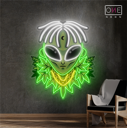 Enseigne néon LED Alien Leaf King Artwork