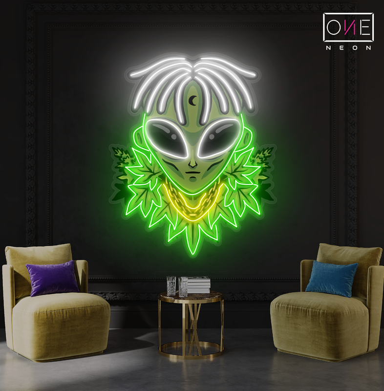 Enseigne néon LED Alien Leaf King Artwork