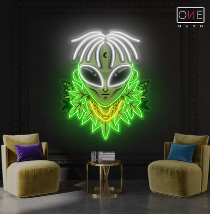 Enseigne néon LED Alien Leaf King Artwork