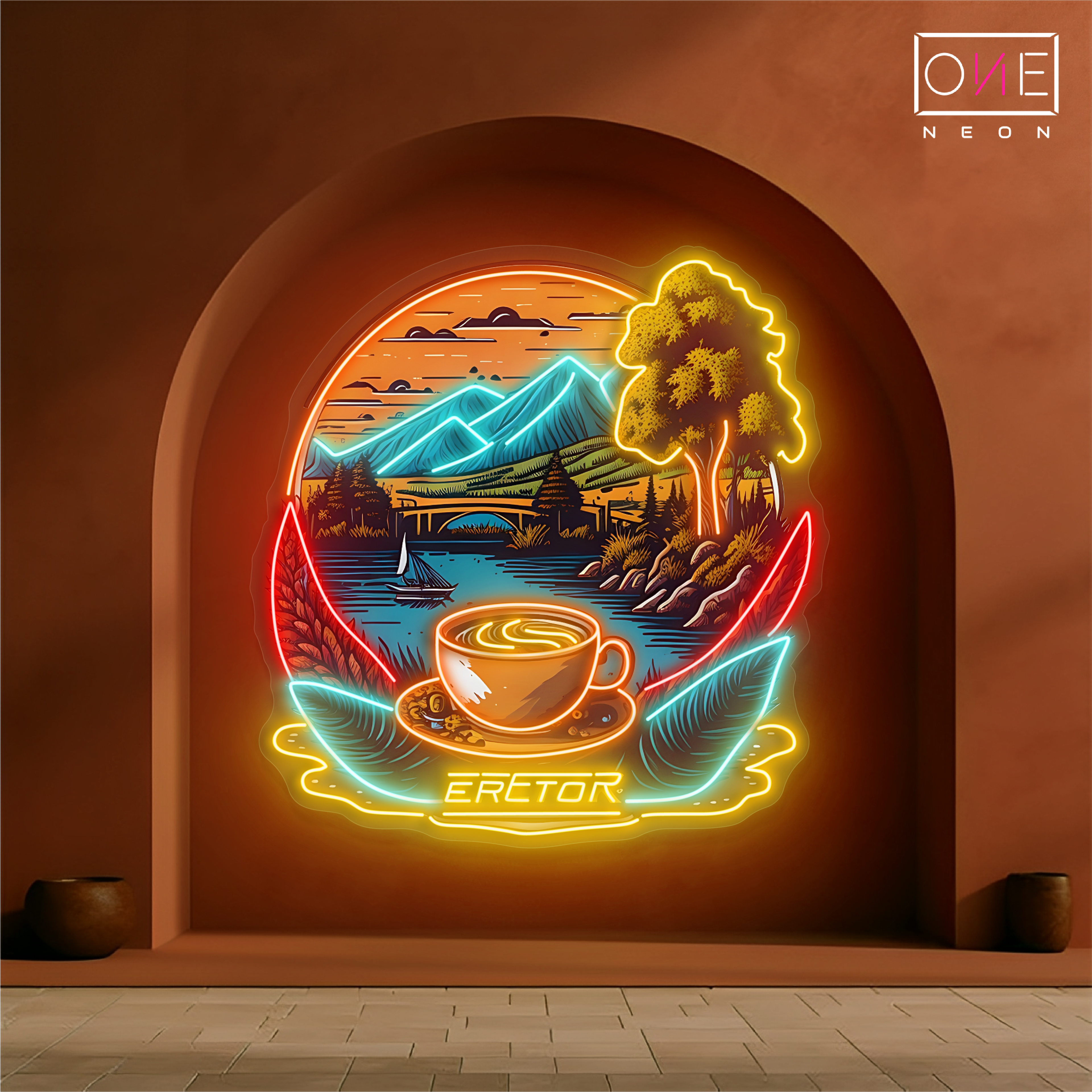 Mountain View Coffee Artwork Led Neon Sign