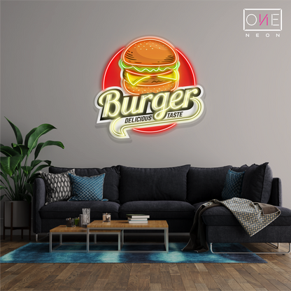 Enseigne lumineuse LED néon Burger Delicious Taste Artwork
