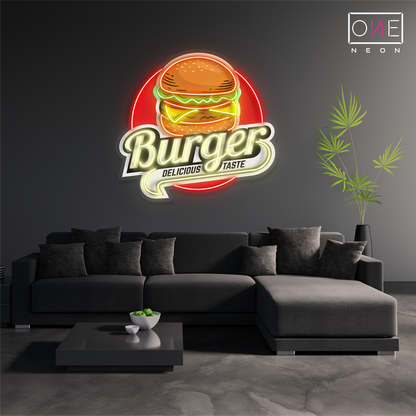 Enseigne lumineuse LED néon Burger Delicious Taste Artwork