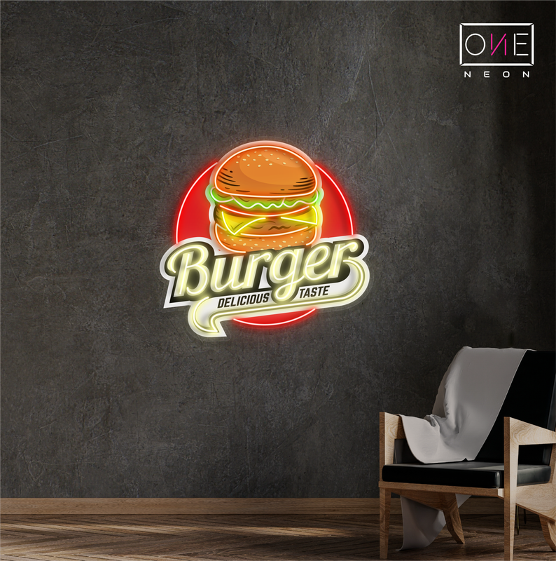 Enseigne lumineuse LED néon Burger Delicious Taste Artwork