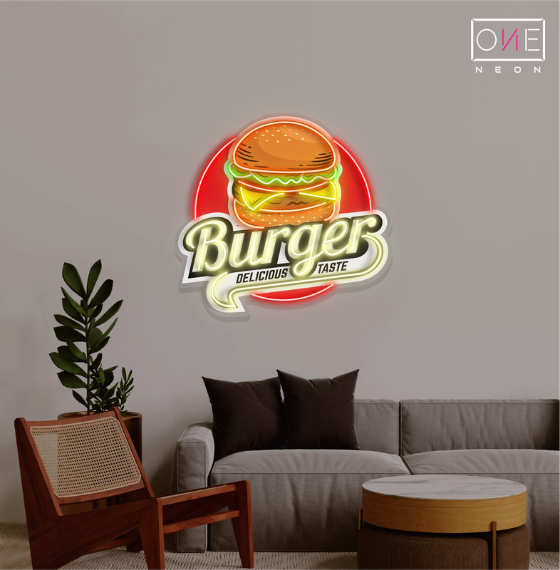 Enseigne lumineuse LED néon Burger Delicious Taste Artwork