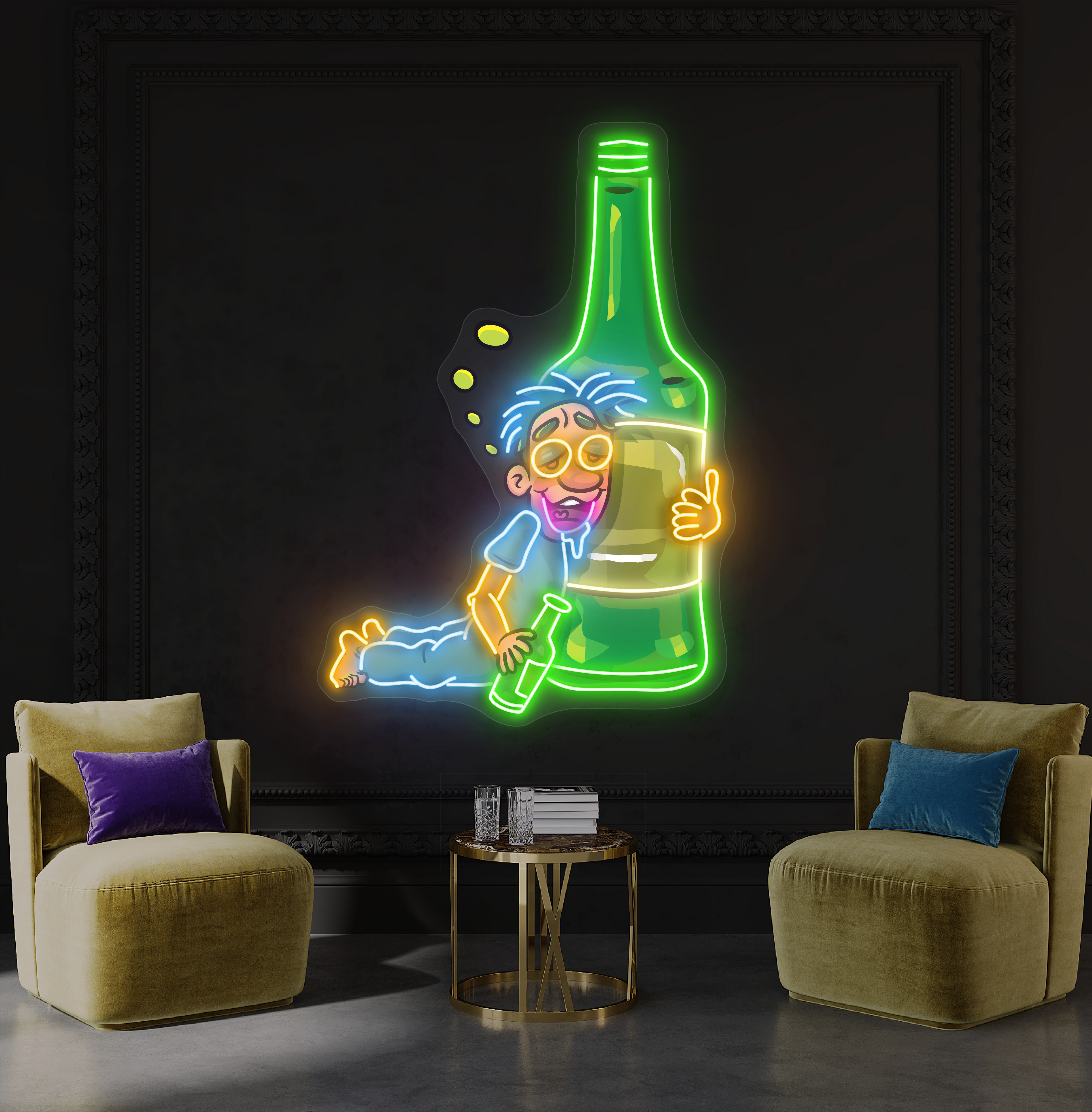 Drunk Buddy Artwork Led Neon Sign