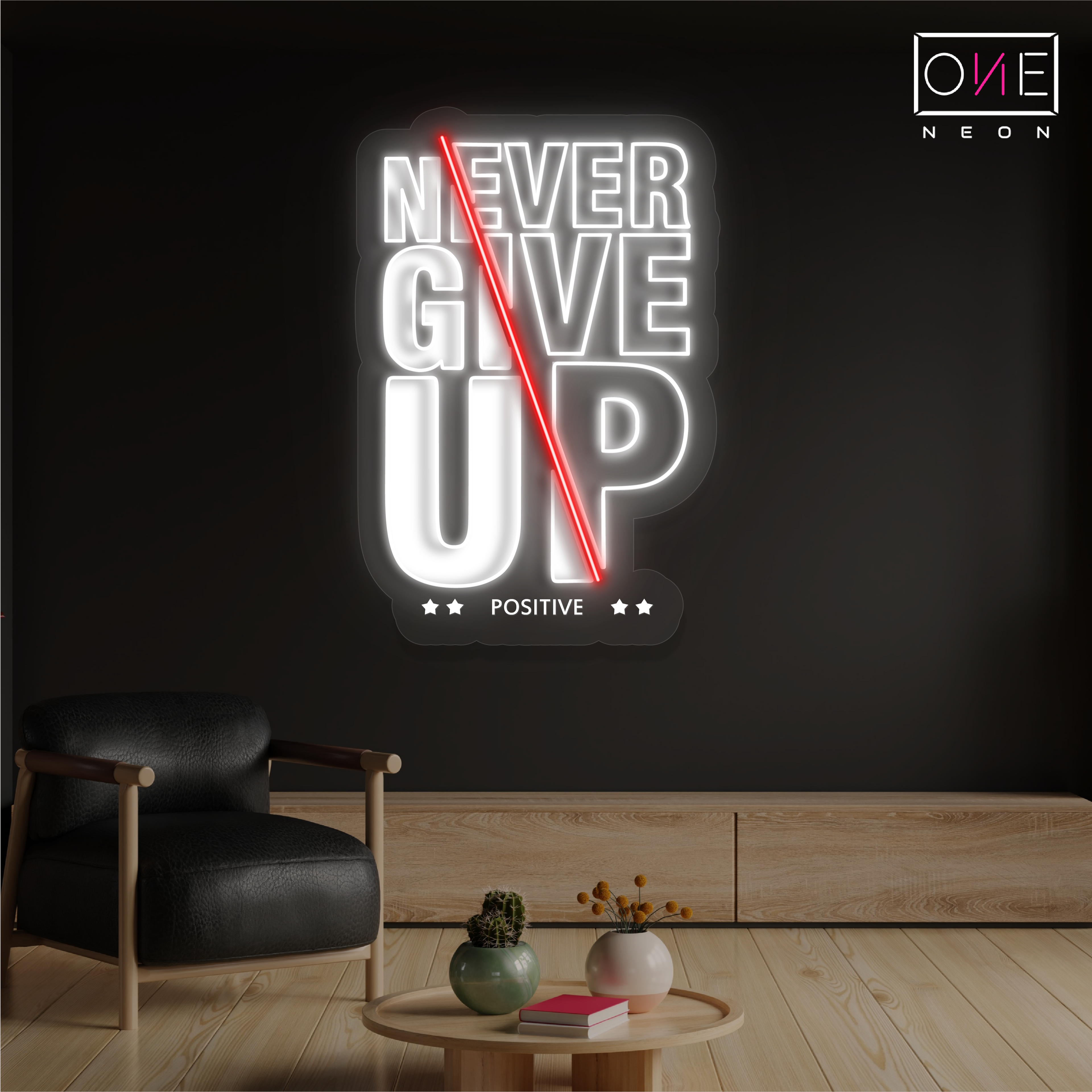 Never Give Up Artwork Led Neon Sign