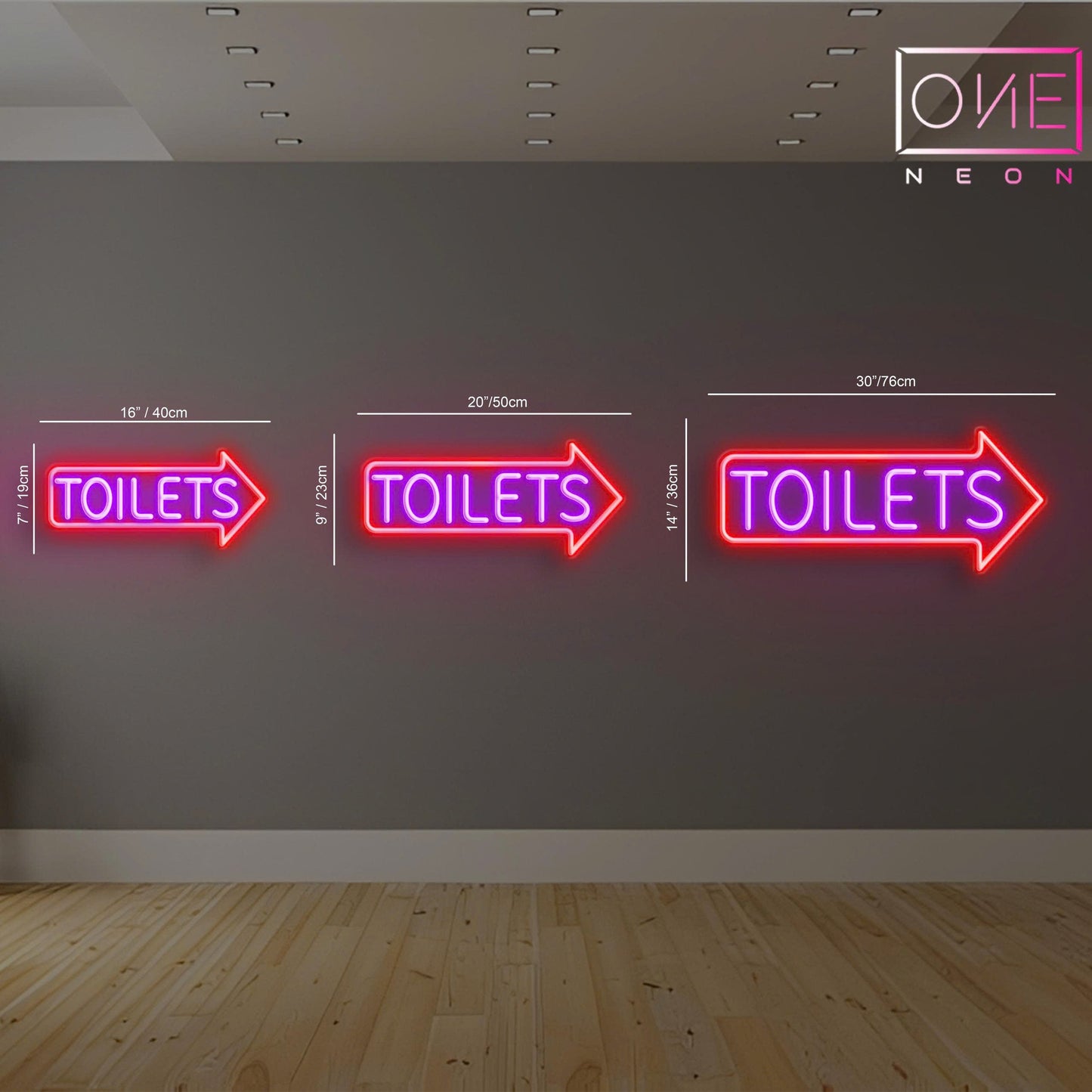 Enseigne néon LED Toilettes